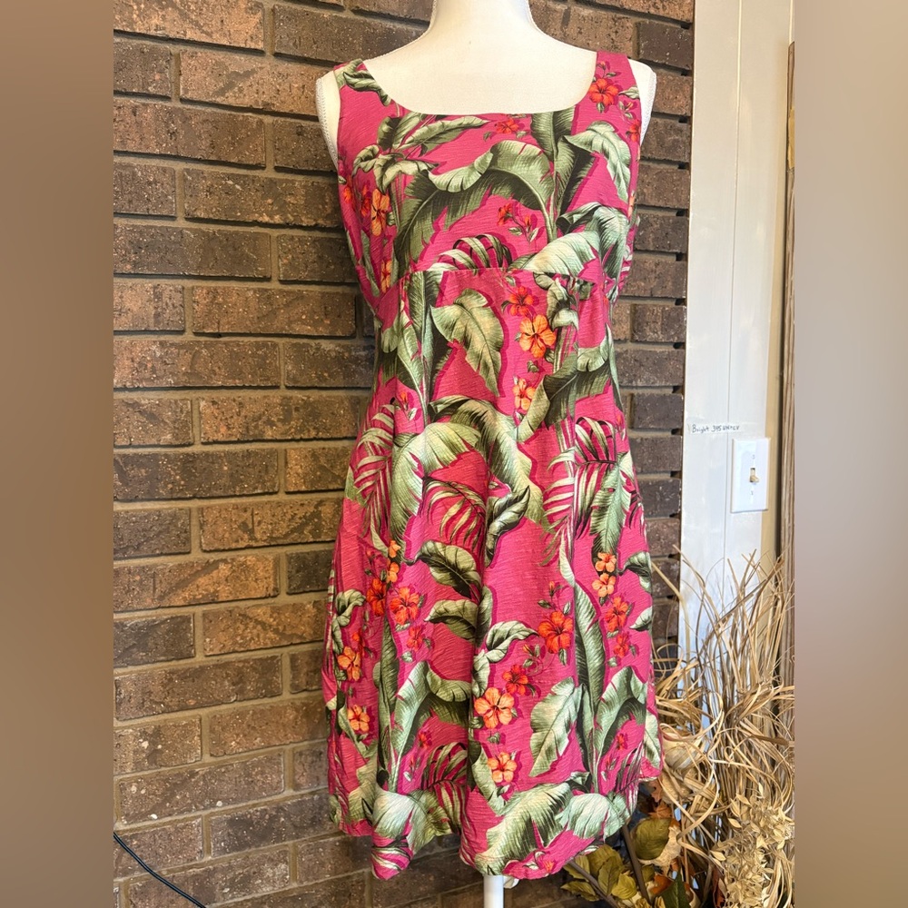 Tommy Bahama Pink Tropical Scoop-Neck Midi Dress